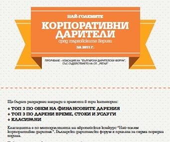 Първо официално проучване-класация „Най-големи корпоративни дарители сред търговските вериги“