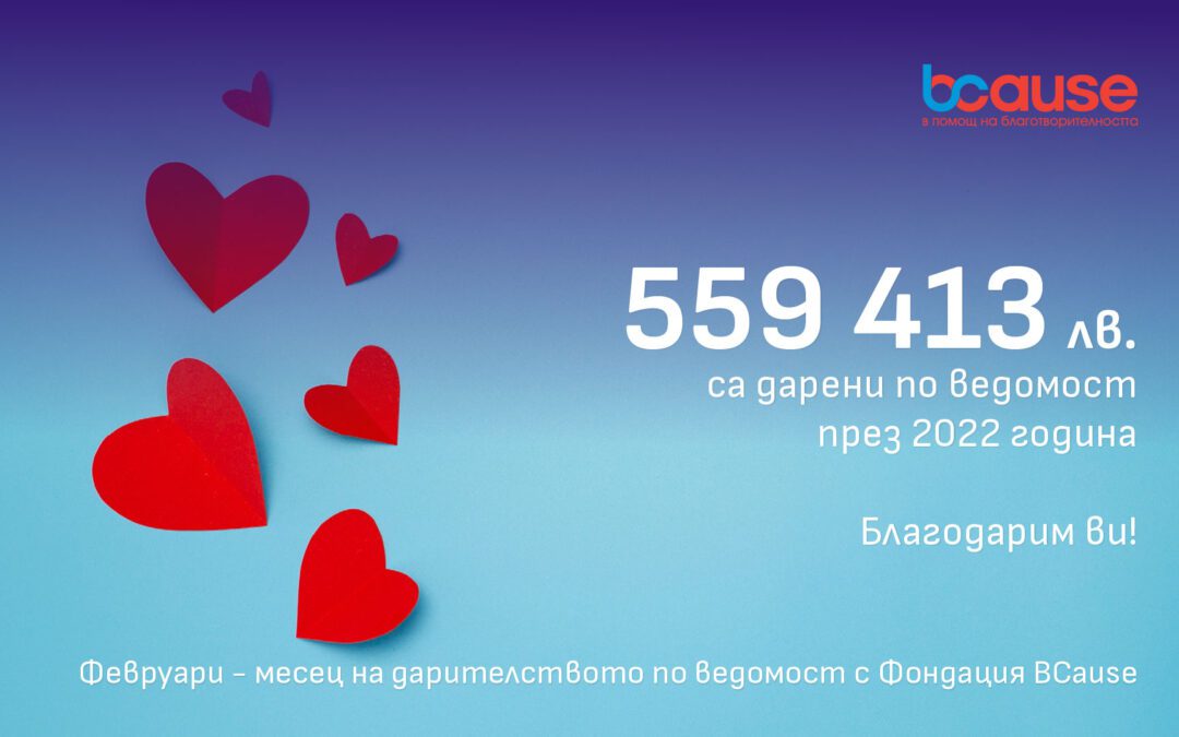 559 000 лв. са дарени по ведомост с фондация BCause през 2022 г.