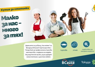 Токуда Банк подкрепя два социални фонда на BCause с дарителски кутии